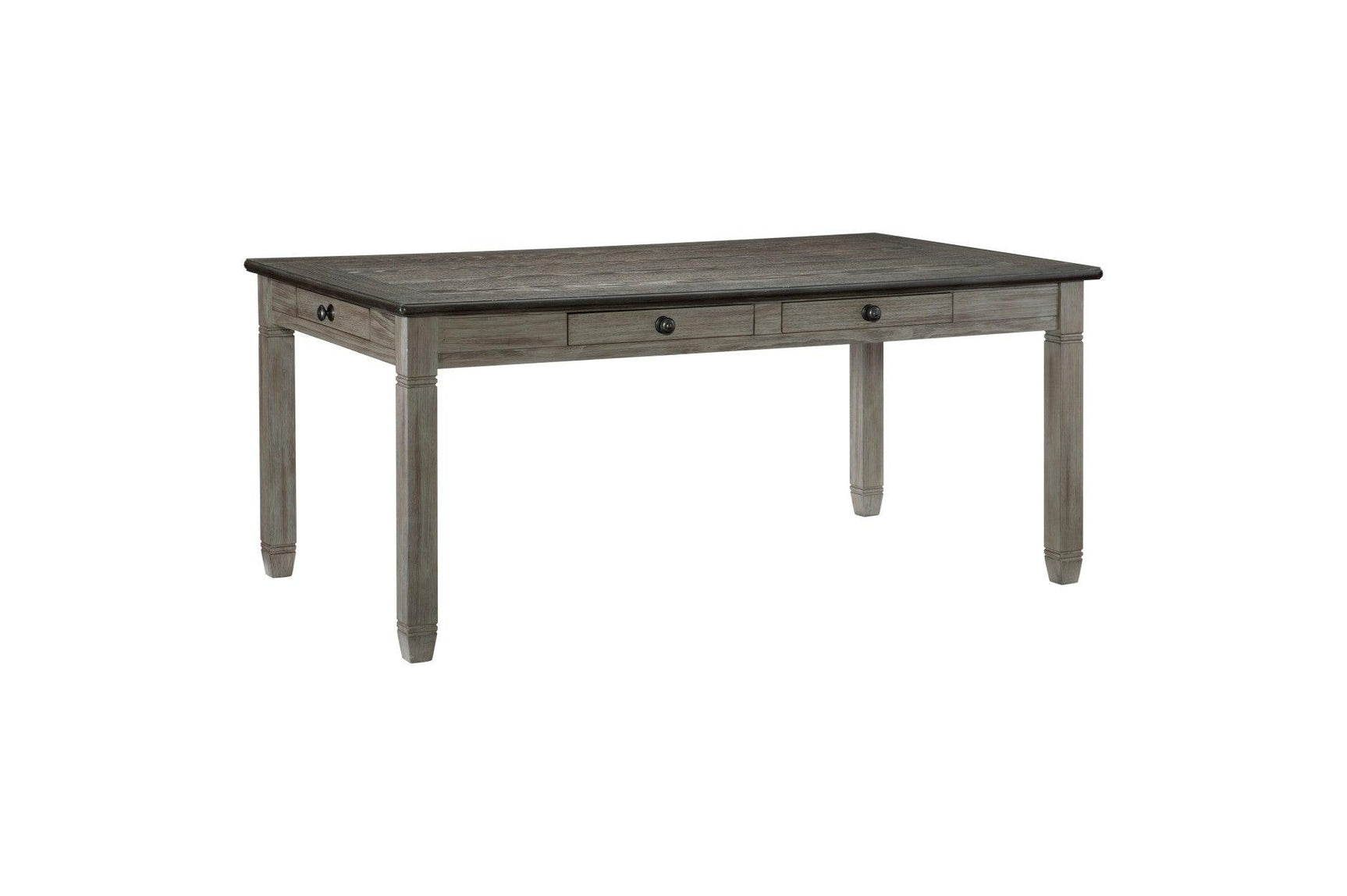Granby Gray Fabric Rectangular Dining Room Set angled detail view