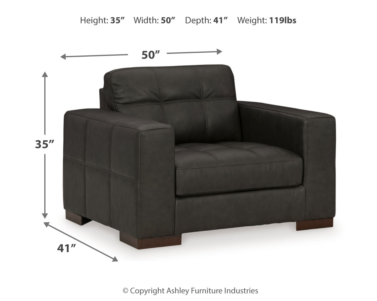 side view of Luigi Thunder Sofa, Loveseat, Chair and Ottoman furniture
