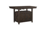 Angle view of Oxton Espresso faux leather dining set with storage