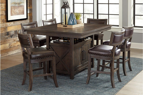 Main view of Oxton Espresso faux leather counter height dining set