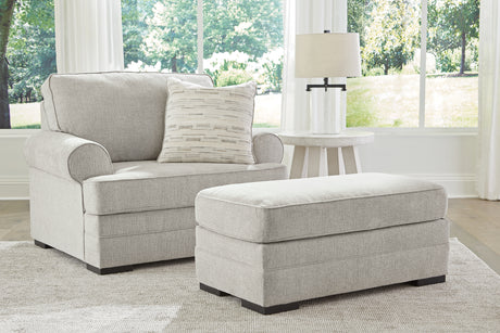 Eastonbridge Shadow sofa chaise, chair, and ottoman set in Shadow fabric