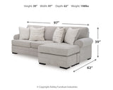 Eastonbridge Shadow sofa chaise, chair, and ottoman set in Shadow fabric