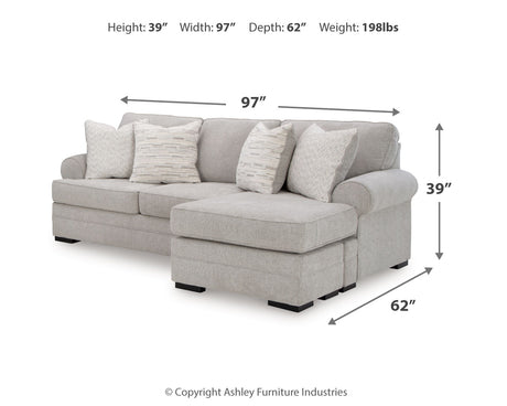 Eastonbridge Shadow sofa chaise, chair, and ottoman set in Shadow fabric