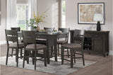 room view of Baresford gray fabric upholstered square dining room set with storage
