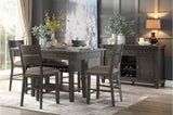 main view of Baresford gray fabric upholstered square dining room set with storage