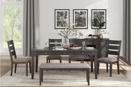 Main view of Baresford gray fabric storage dining room set from front
