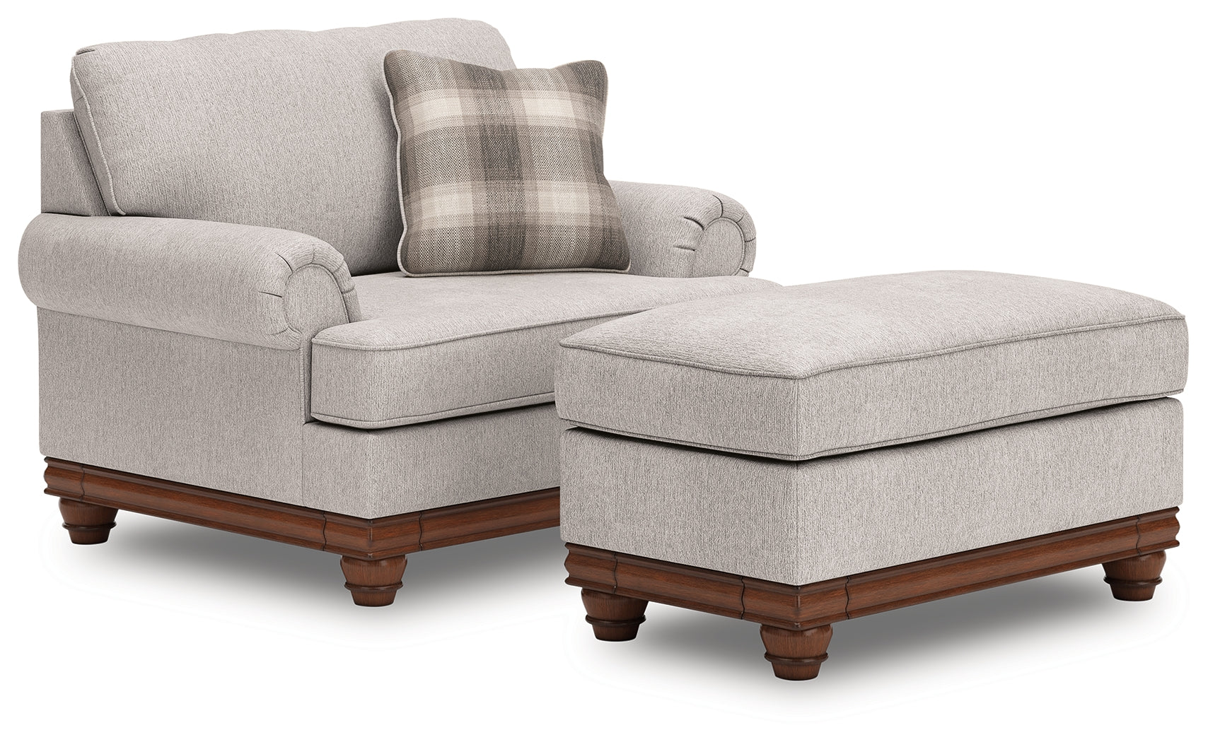 Clearbrooke Sandstone Chair and Ottoman set side angle