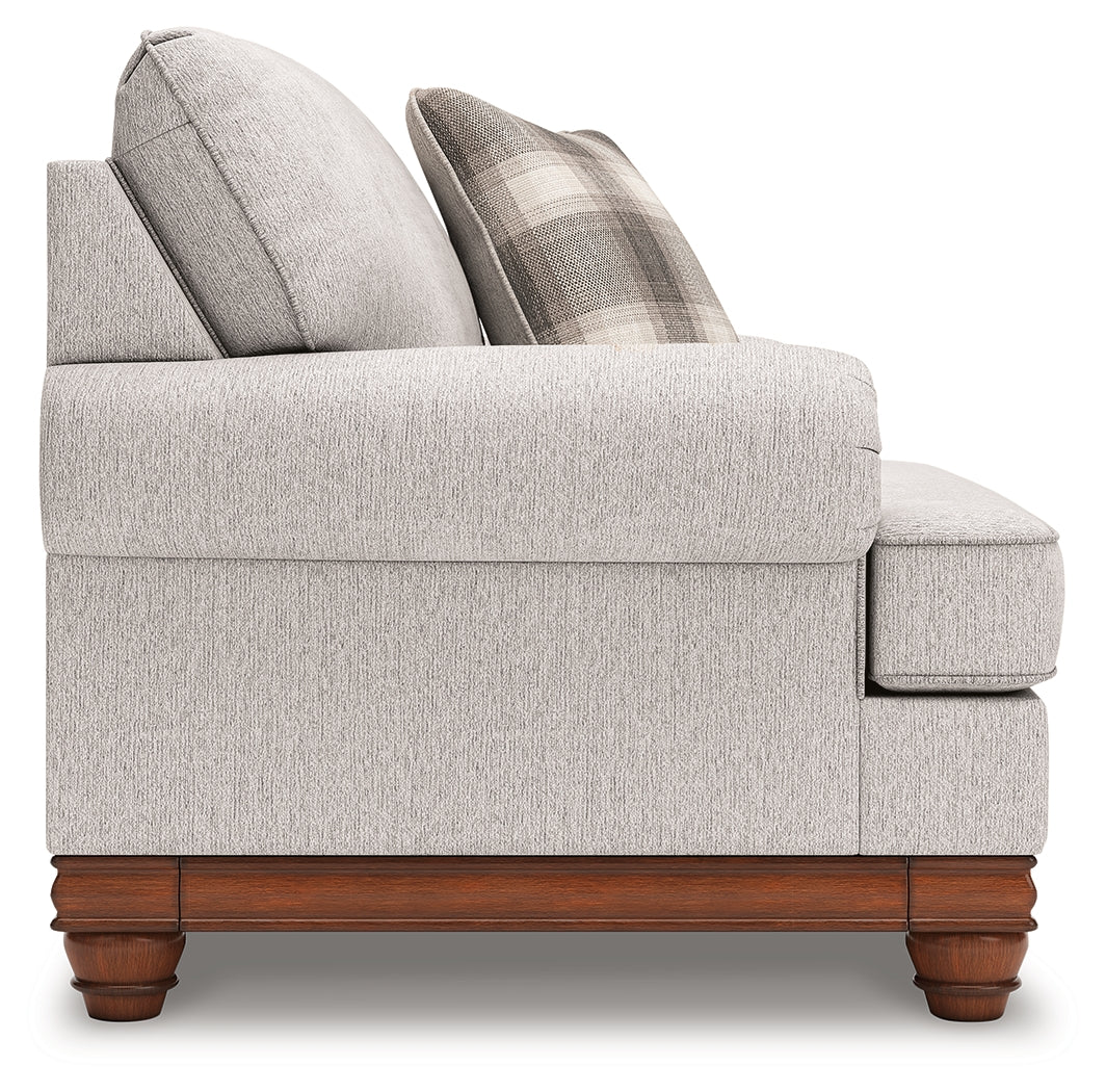 Clearbrooke Oversized Chair side profile in sandstone chenille
