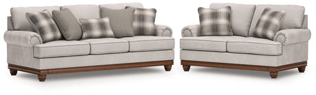 side view of Clearbrooke Sandstone Sofa and Loveseat furniture