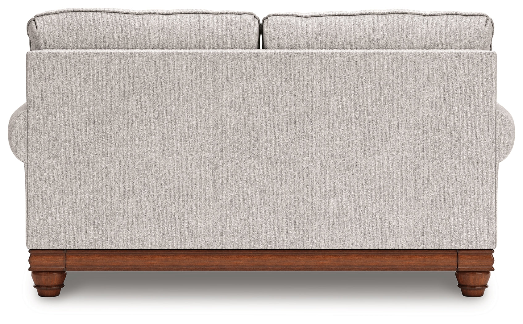 Clearbrooke loveseat back view with wraparound base