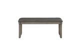 Front view of dining bench from Holders Gray Faux Leather Set