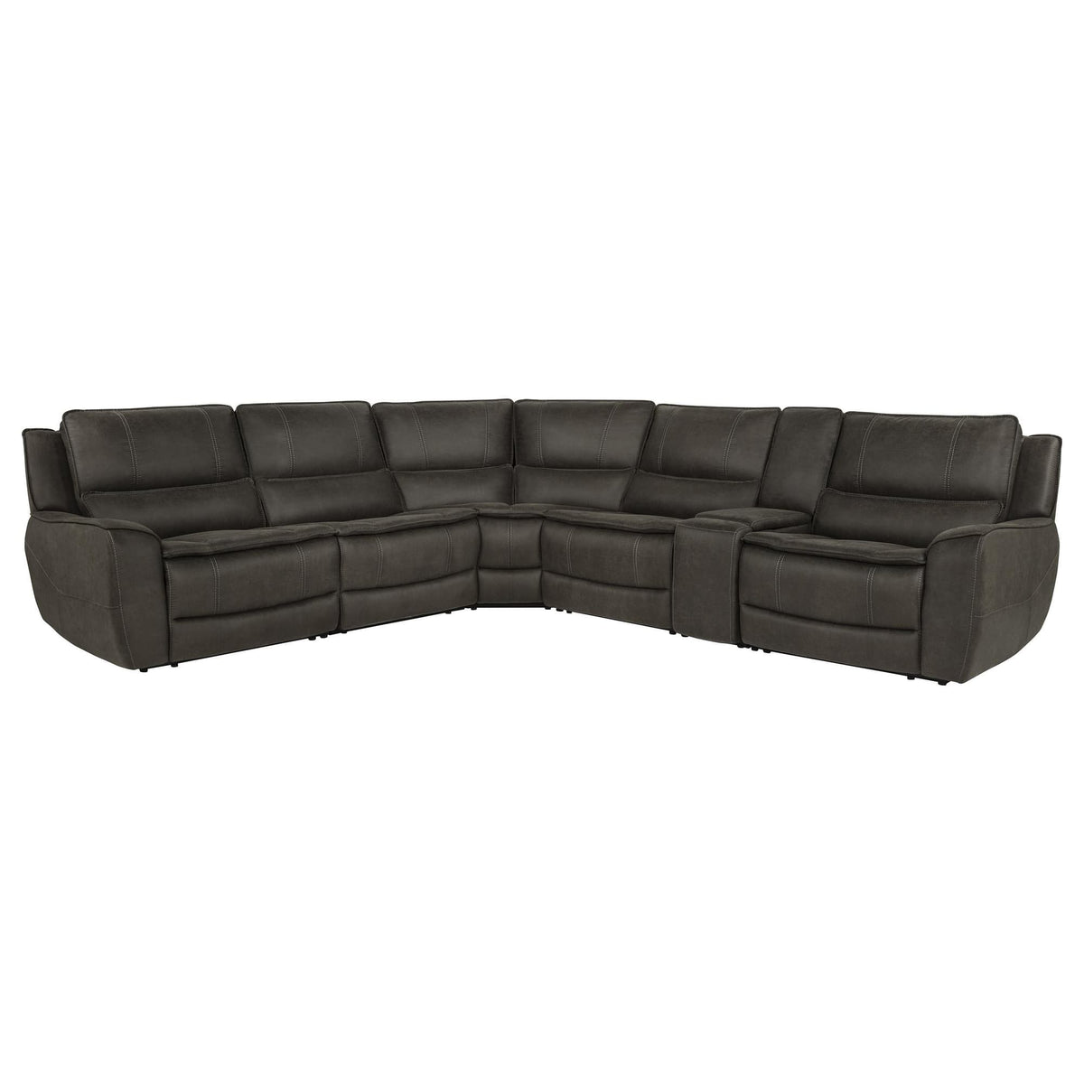 Marcell 6-Piece L-Shaped Power Reclining Sectional with Console Grey — product view
