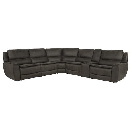 Marcell 6-Piece L-Shaped Power Reclining Sectional with Console Grey — product view
