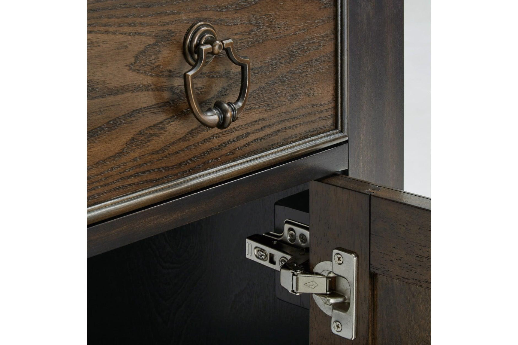 Close-up of wood finish on table edge