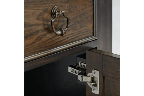Close-up of wood finish on table edge