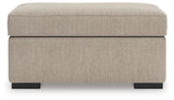 Sararose Heather chenille ottoman head-on front view