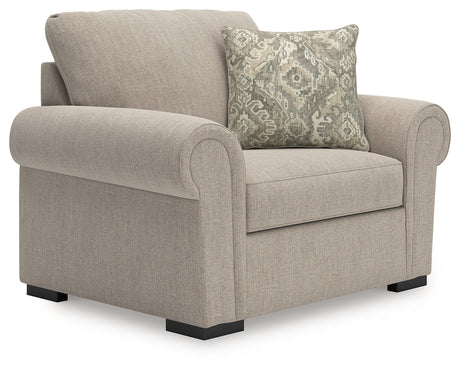Sararose Heather chenille oversized chair angled front view