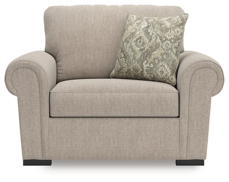 Sararose Heather chenille oversized chair head-on front view