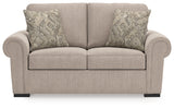 Sararose Heather chenille loveseat head-on front view