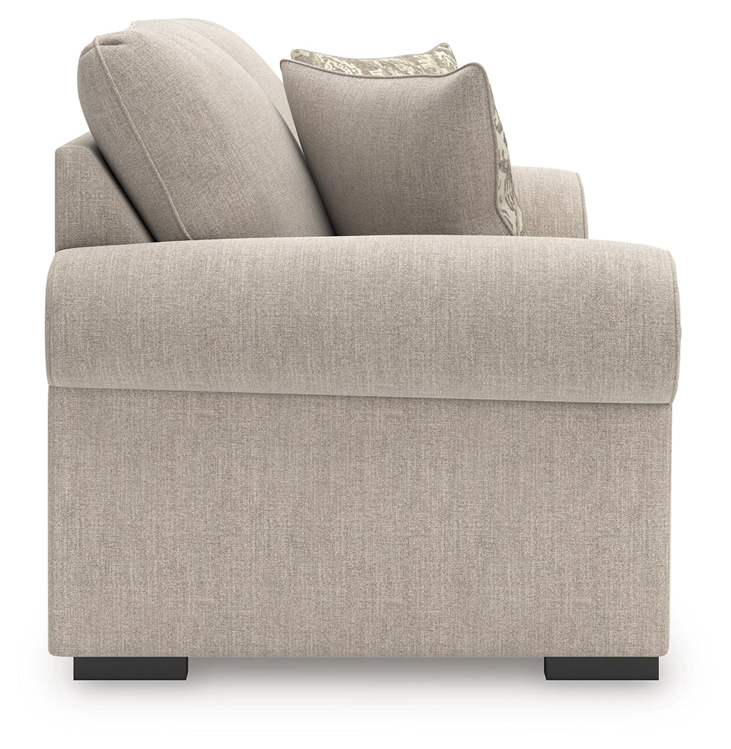 Sararose Heather chenille loveseat side view