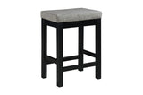 side view of Connected Black Fabric Counter Height Dining Chair