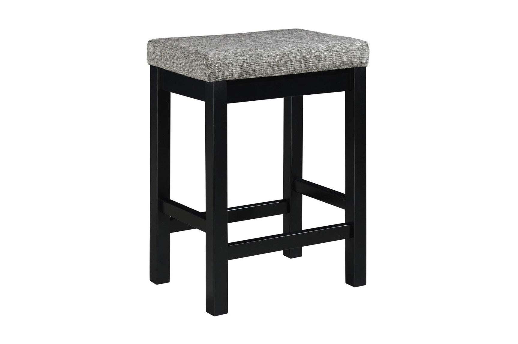 side view of Connected Black Fabric Counter Height Dining Chair