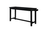 side view of Connected Black Fabric Counter Height Dining Table drawer