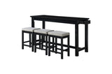 side profile of Connected Black Fabric Counter Height Dining Set
