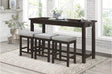 Connected Espresso Fabric Counter Height Dining Table front angle