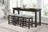 Connected Espresso Fabric Counter Height Dining Table front angle