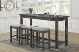 Front view of Connected Gray Fabric Rectangular Counter Height Dining Set