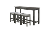 Detail of dining table's wood and metal frame