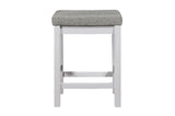 Connected White Fabric Rectangular Counter Height Dining Set chair front detail