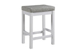 Connected White Fabric Rectangular Counter Height Dining Set chair side view