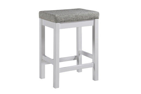 Connected White Fabric Rectangular Counter Height Dining Set chair side view