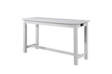 Connected White Fabric Rectangular Counter Height Dining Set USB and detail view