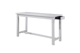 Connected White Fabric Rectangular Counter Height Dining Set with drawer detail
