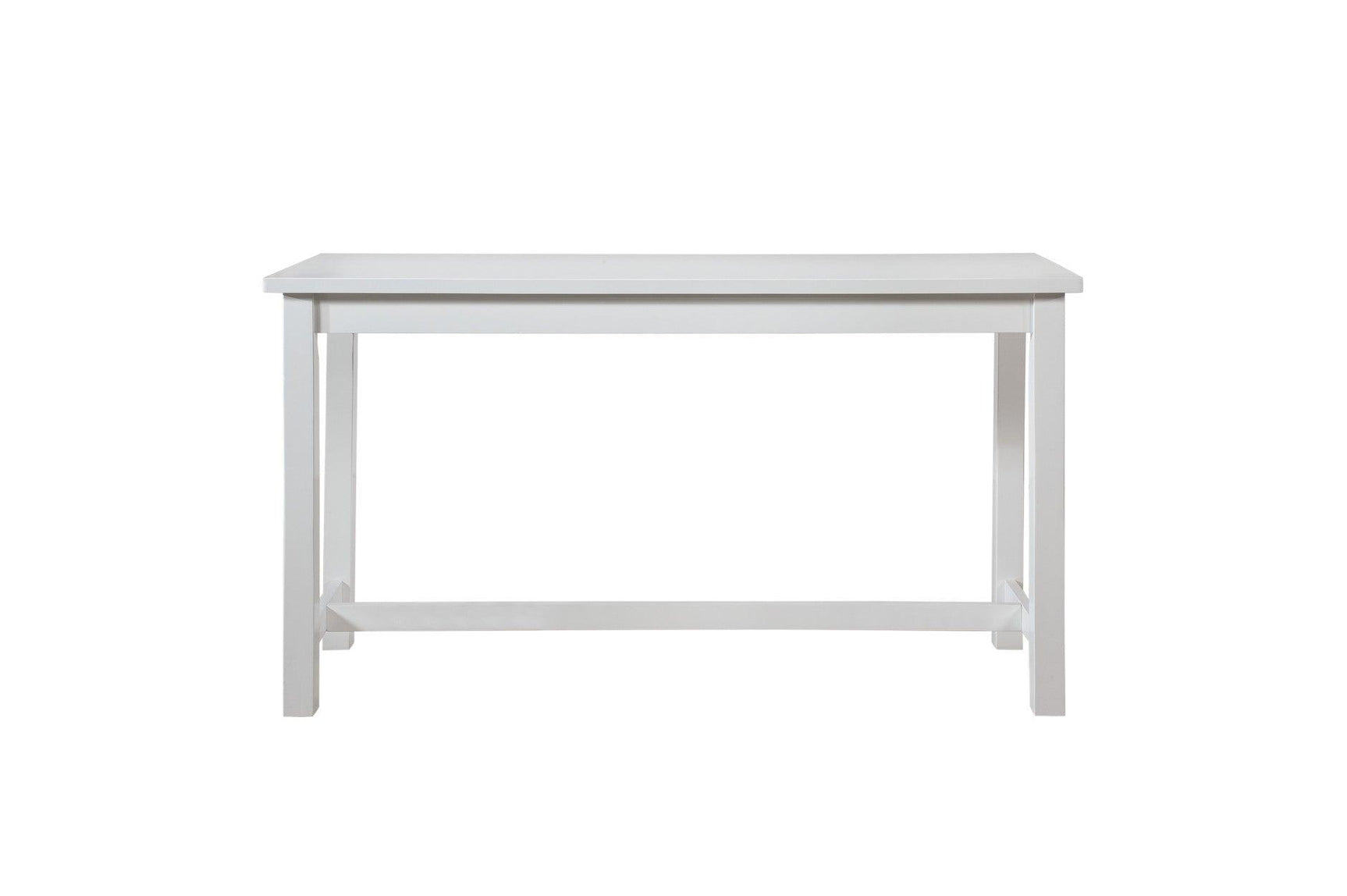 Connected White Fabric Rectangular Counter Height Dining Set side view