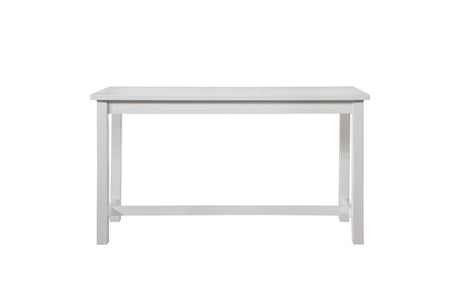 Connected White Fabric Rectangular Counter Height Dining Set side view