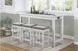 Connected White Fabric Rectangular Counter Height Dining Set main view