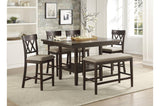 Side view of Balin brown fabric upholstered rectangular counter height dining set
