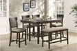 Main view of Balin brown fabric upholstered rectangular counter height dining table and chairs