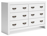 Binterglen White 6-Drawer Dresser — angled view