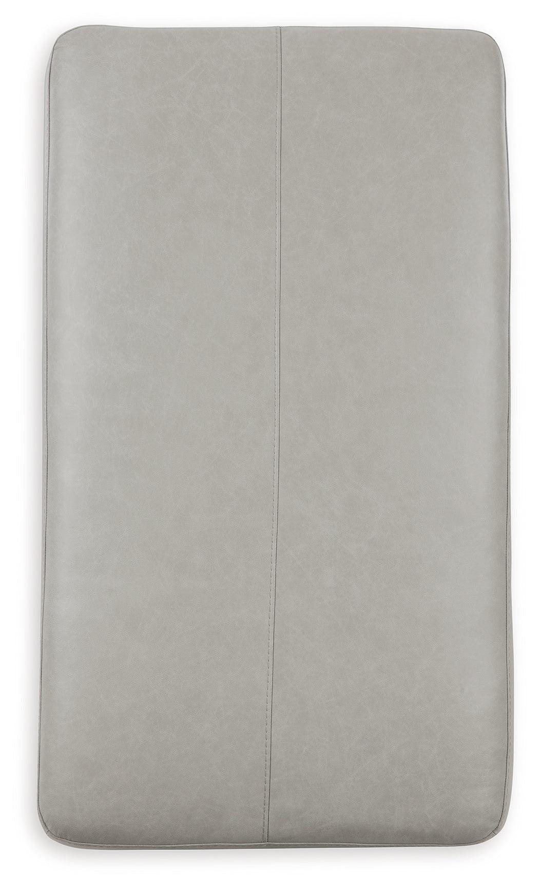 Close-up of leather upholstery on Amiata Glacier Ottoman