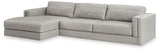 Room angle showing full Amiata Glacier sectional with ottoman