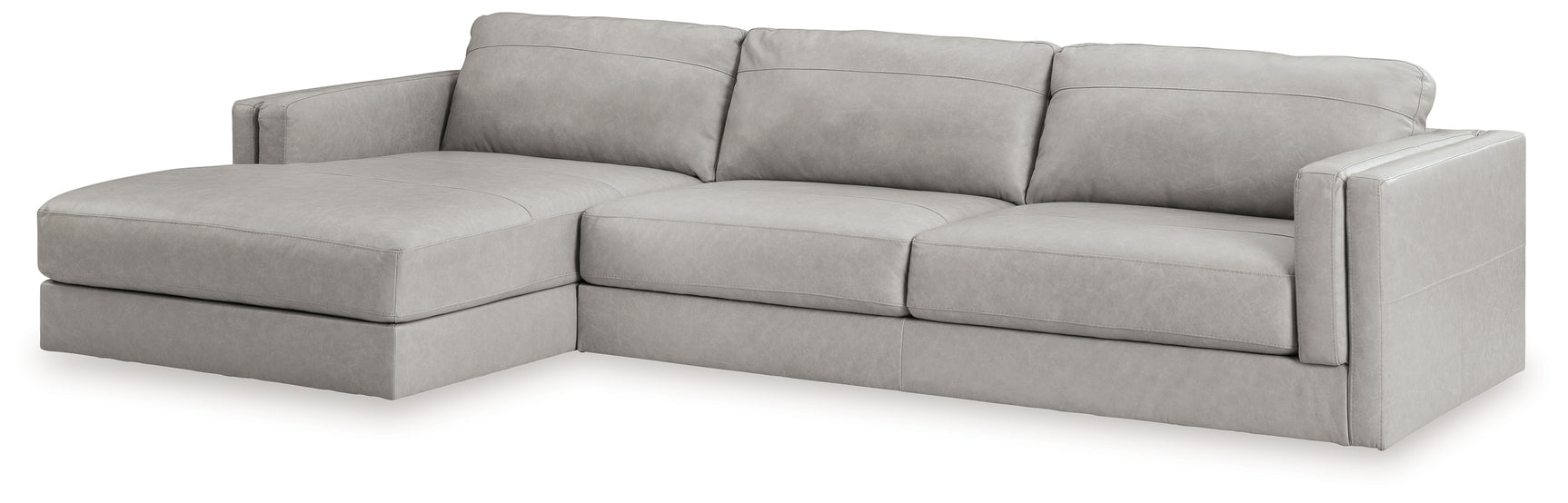 Room angle showing full Amiata Glacier sectional with ottoman