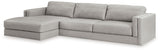 Side view of Amiata Glacier Leather 2-Piece Sectional Sofa with Chaise