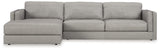 Detail head-on view of sectional upholstery