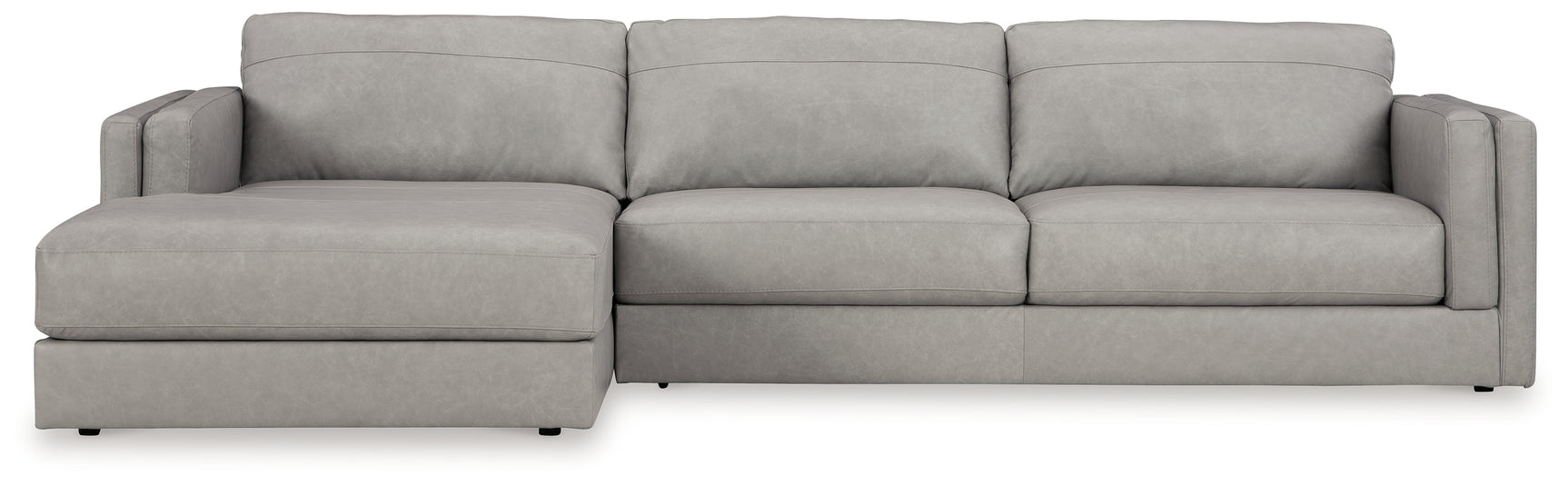 Detail head-on view of sectional upholstery