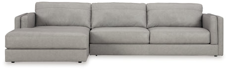 Detail head-on view of sectional upholstery